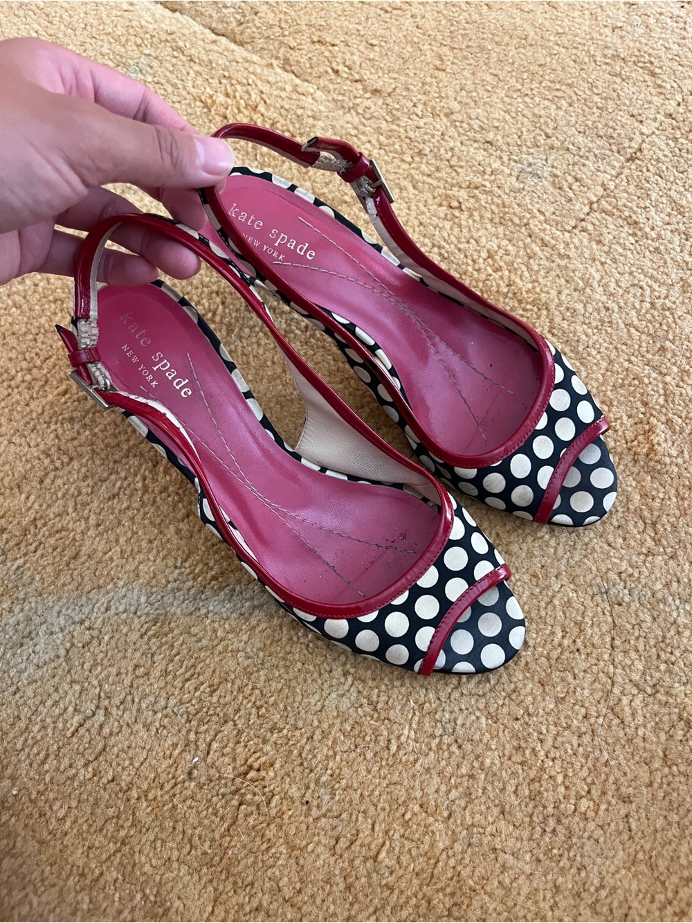 Vintage Kate spade polkadot kitten heels